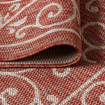 Charleston Vintage Filigree Textured Weave Indoor/outdoor Round Rug